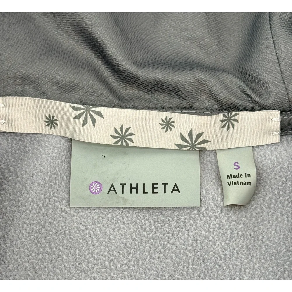 Athleta Womens Small Gray Hooded Jacket Full Zip‎ Athletic Running Yoga Stretch